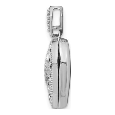 14K White Gold Diamond Vintage Heart Locket – view 3