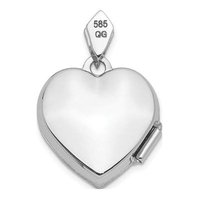14K White Gold Diamond Vintage Heart Locket – view 4
