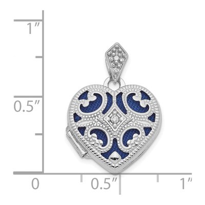 14K White Gold Diamond Vintage Heart Locket – view 6