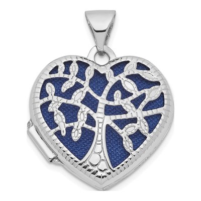 14K White Gold Tree of Life Heart Locket