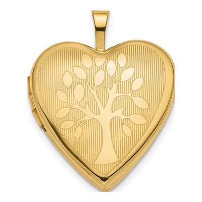 14K Yellow Gold Tree Heart Locket