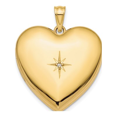14K Yellow Gold Diamond Star Ash Holder Heart Locket