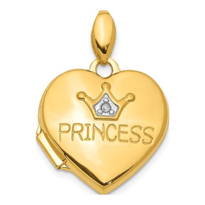 14K Yellow Gold Diamond Heart Locket