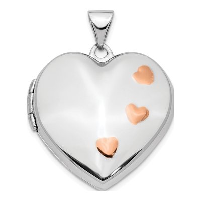 14K White Gold Heart Locket