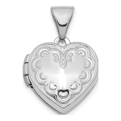 14K White Gold Heart for Girls Locket