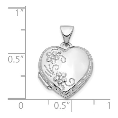 14K White Gold Floral Heart Locket – view 4