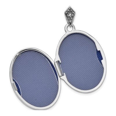 14K White Gold Diamond-Cut Tree Oval Locket – view 3