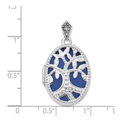 14K White Gold Diamond-Cut Tree Oval Locket – view 4