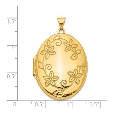 14K Yellow Gold Floral Border Oval Locket – view 4