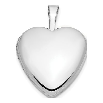 14K White Gold Heart Locket