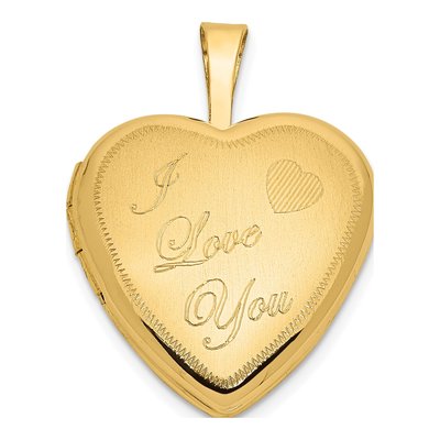 14K Yellow Gold Heart I LOVE YOU Script Locket
