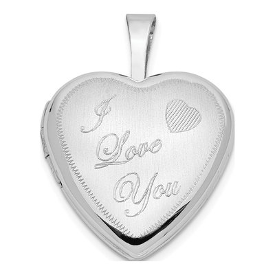 14K White Gold I LOVE YOU Heart Locket