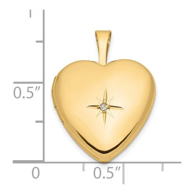 14K Yellow Gold Diamond Star Heart Locket – view 4