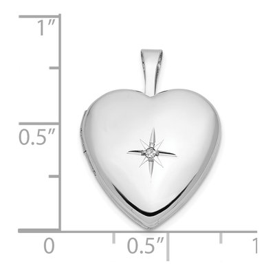 14K White Gold Diamond Star Heart Locket – view 4