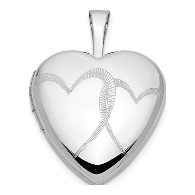 14K White Gold Two Hearts Locket