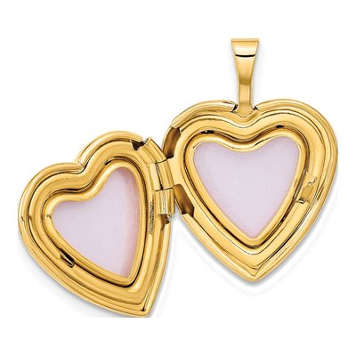 14K Yellow Gold Pink Green Enamel Heart Locket – view 6