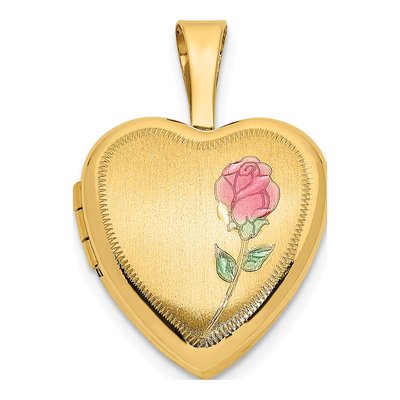 14K Yellow Gold Enamel Heart Locket