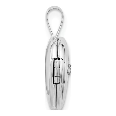 14K White Gold Diamond Heart Locket – view 3