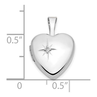 14K White Gold Diamond Heart Locket – view 4