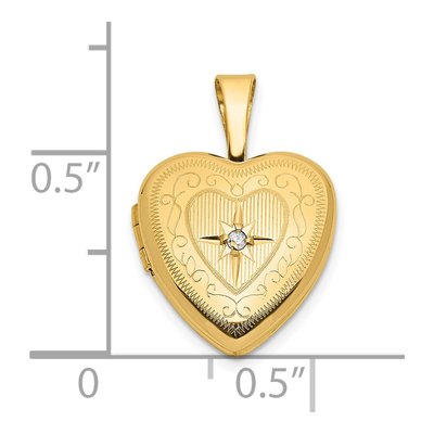 14K Yellow Gold Diamond Star Heart Locket – view 4