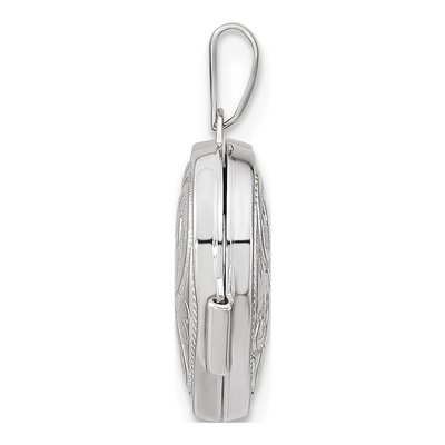 14K White Gold Reversible Swirl Heart Locket – view 3