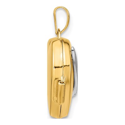 14K Gold Diamond Heart Locket, Two-Tone – view 2