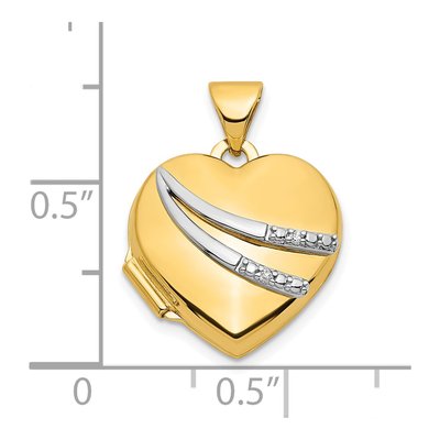 14K Gold Diamond Heart Locket, Two-Tone – view 3