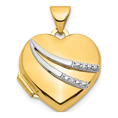 14K Yellow Gold Diamond Heart Locket