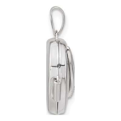 14K White Gold Diamond Heart Locket – view 2