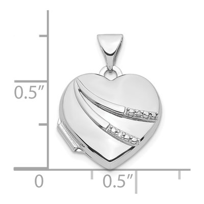 14K White Gold Diamond Heart Locket – view 3