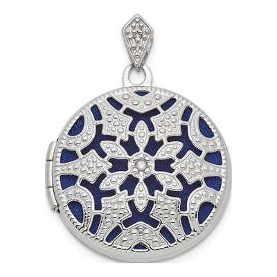 14K White Gold Diamond Filigree Round Locket