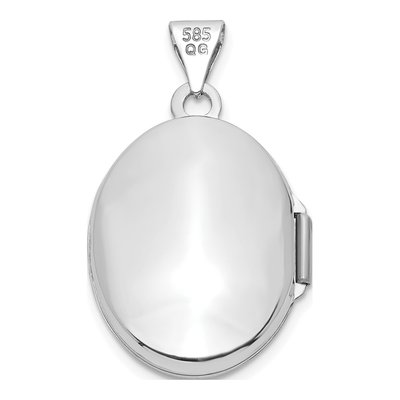 14K White Gold Pink Enamel Leaves Oval Locket – view 5