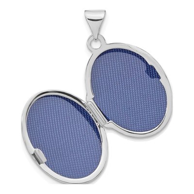 14K White Gold Pink Enamel Leaves Oval Locket – view 6