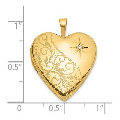 14K Yellow Gold 1/20 ct tw Diamond Scrolled Heart Locket – view 6