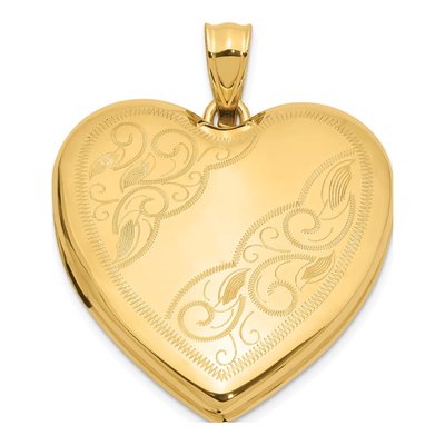 14K Yellow Gold Scrolled Heart Locket