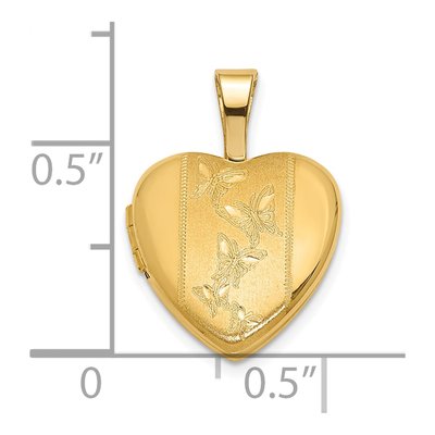 14K Yellow Gold Butterfly Heart Locket – view 6