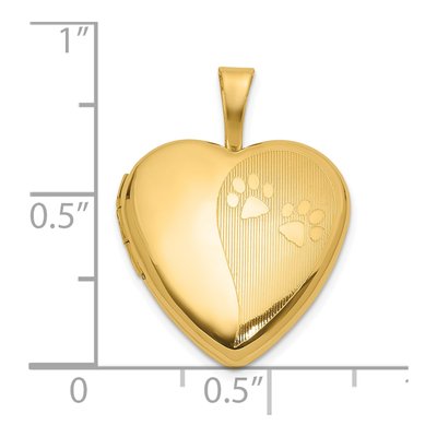 14K Yellow Gold Paw Print Heart Locket Pendant – view 6