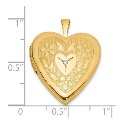 14K Yellow Gold 1/20 ct tw Diamond Heart Locket – view 6