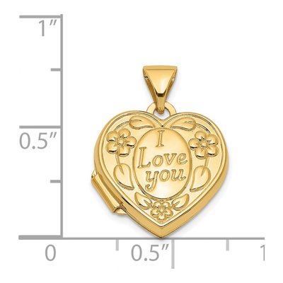 14K Yellow Gold Floral I LOVE YOU Heart Locket – view 6