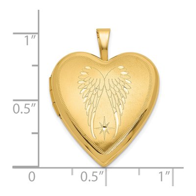 14K Yellow Gold Angel Wings Heart Locket – view 6