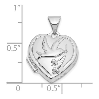 14K White Gold Dove Reversible Heart Locket – view 3