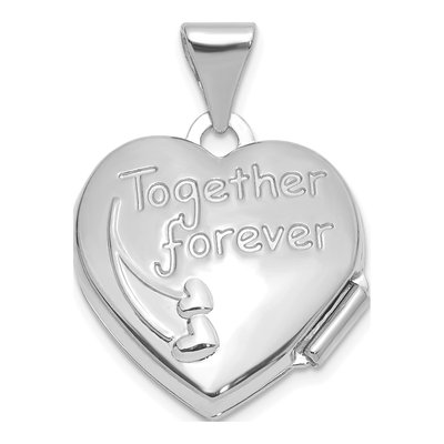14K White Gold Dove Reversible Heart Locket – view 4