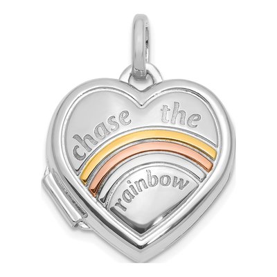 14K White Gold Heart Locket