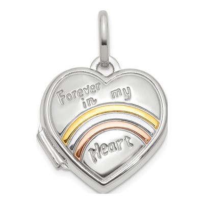 14K White Gold Forever My Heart Locket