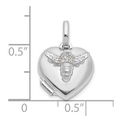 14K White Gold CZ Bee Heart Locket – view 3