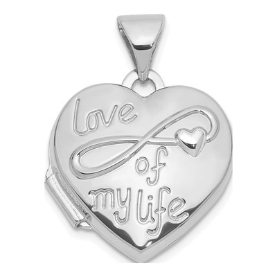 14K White Gold LOVE of MY LIFE Heart Locket