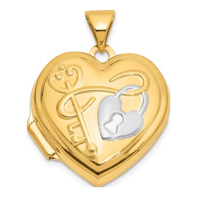 14K Yellow Gold Reversible Heart Locket