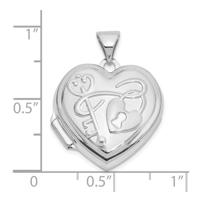 14K White Gold Heart Locket – view 3