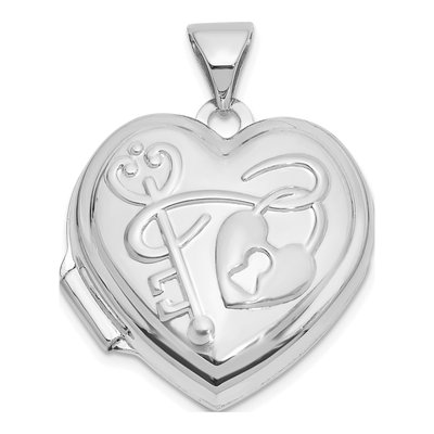 14K White Gold Heart Locket