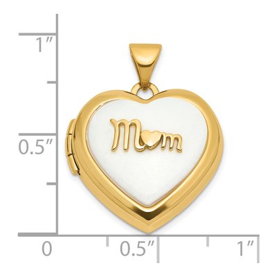 14K Yellow Gold Agate MOM Heart Locket – view 6